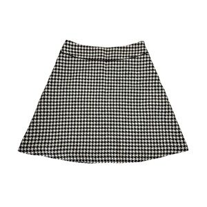 Summer Wool Houndstooth A-Line Skirt Black‎ White Lightweight Japanese Brand